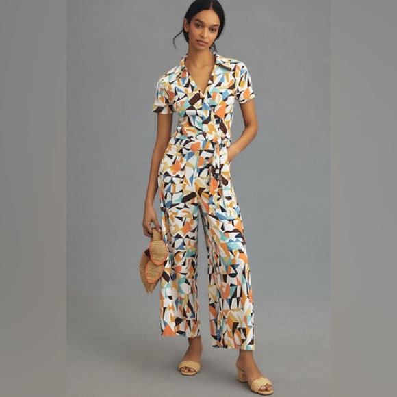 NWT Anthropologie Maeve The Colette Wrap‎ Linen Jumpsuit/ 2